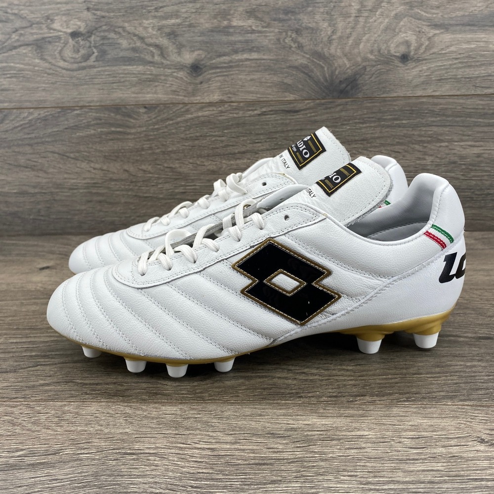 Lotto Stadio OG II FG Soccer Cleats Unisex 8.5 White Gold Leather 215017 8KQ
